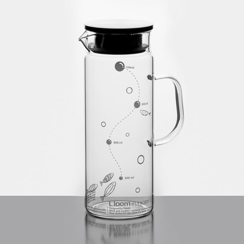 900ml Stainless steel lid hand blown pyrex glass water carafe for wholesale  Wholesale